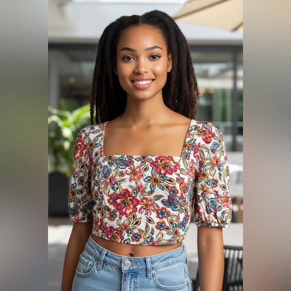 RACHEL Rachel Roy Floral Crop Top - Picture 1 of 5